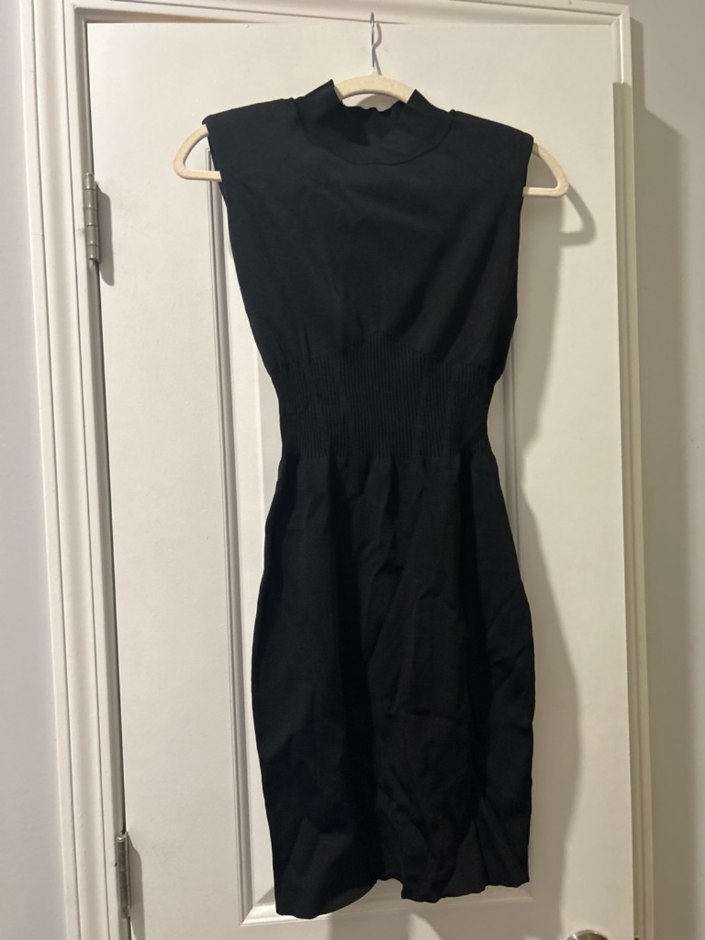Guess Black Sleeveless Midi Dress with Smocked Waist